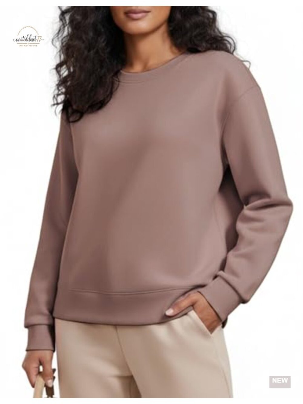 Soft Crewneck Sweatshirt Long Sleeve Casual Pullover Relaxed Fit Women